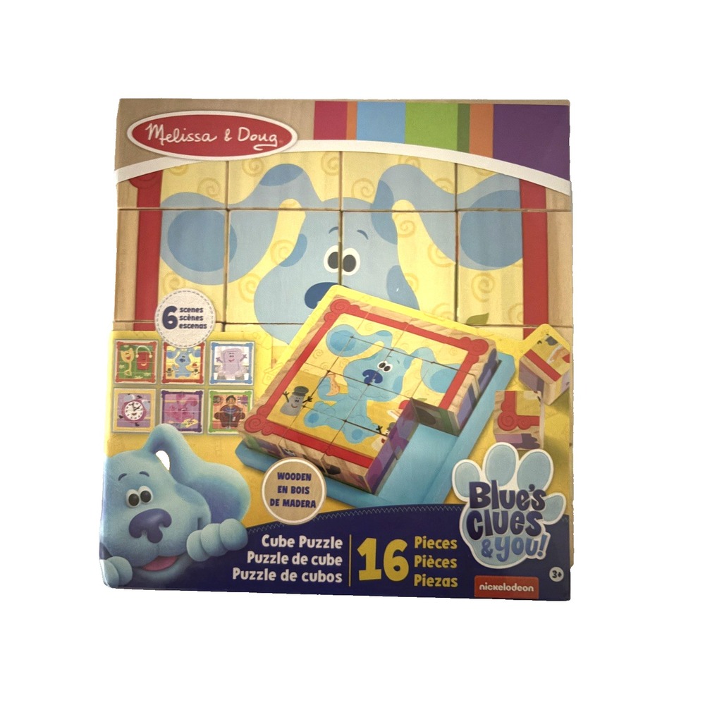 (NEW) Melissa & Doug Blue's Clues Wooden Cube 18 Pc. Puzzle, New-Sealed Package!